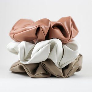 Vegan Leather Scrunchies Set of 3